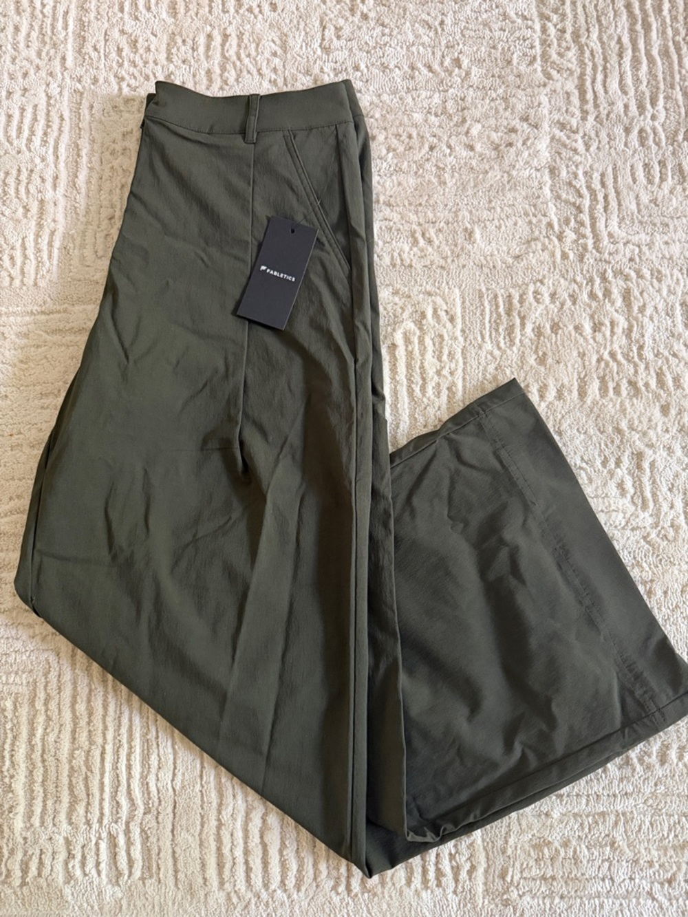 Fabletics Everyday Wide Leg Mid-Rise Trouser (Olive)